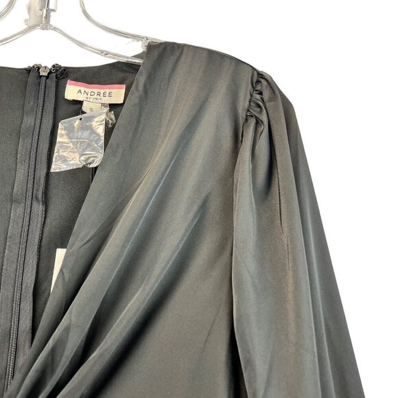 Andree by Unit Womens Long Sleeve V-Neck Twisted Waist Pant Jumpsuit Black S New - Picture 4 of 11